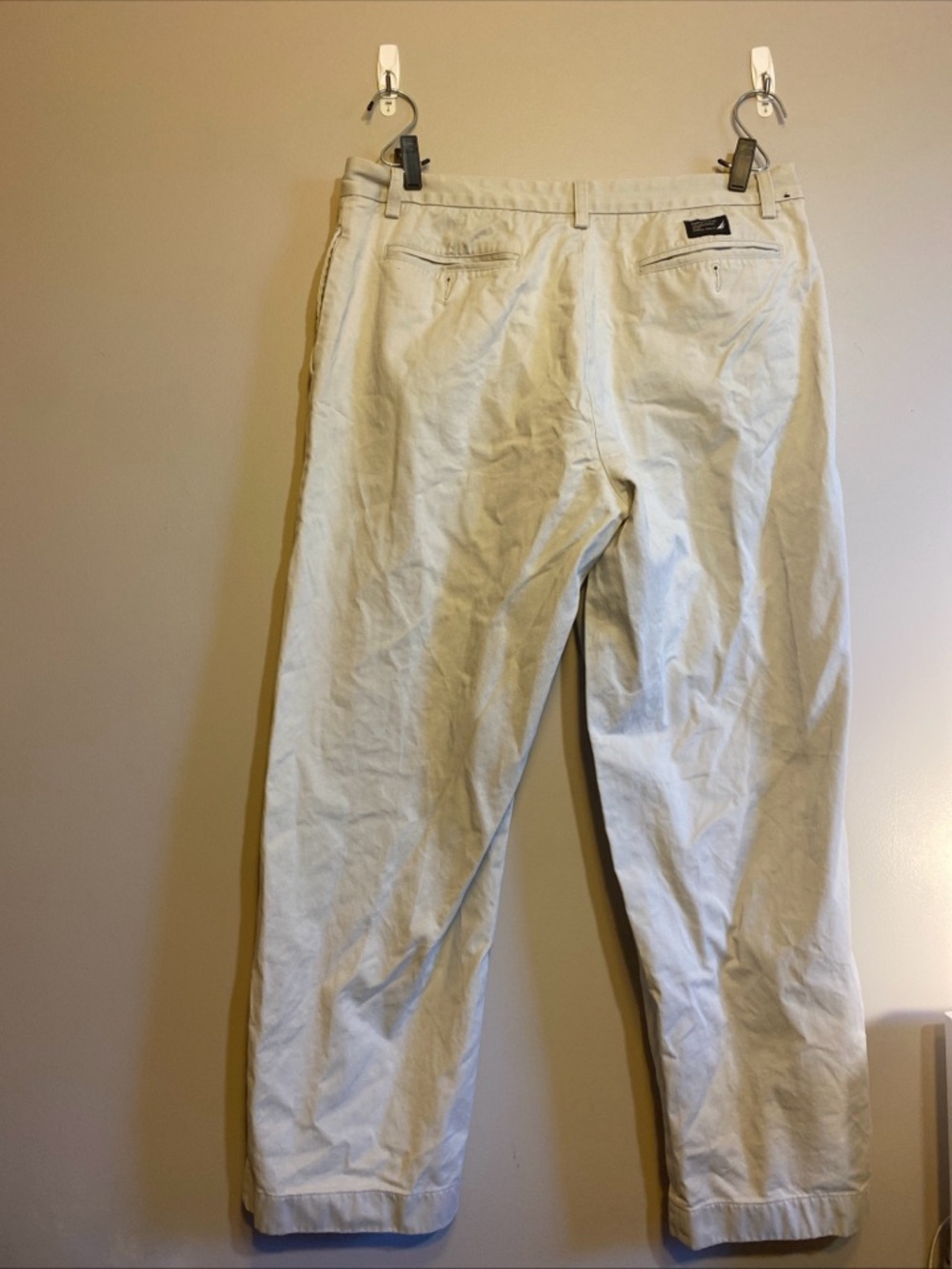 Nautica Chino Pants Mens 36x30 Khaki Tan Clipper Flat Front Cotton Dress Work